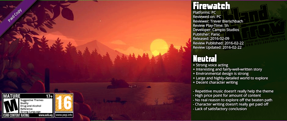 Review:  Firewatch